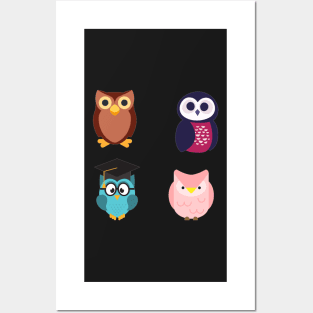 Owls 4 pk Stickers Collection Posters and Art